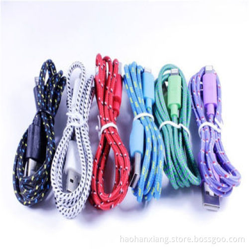 Round Fabric Braided Transfer Nylon Data Cable
